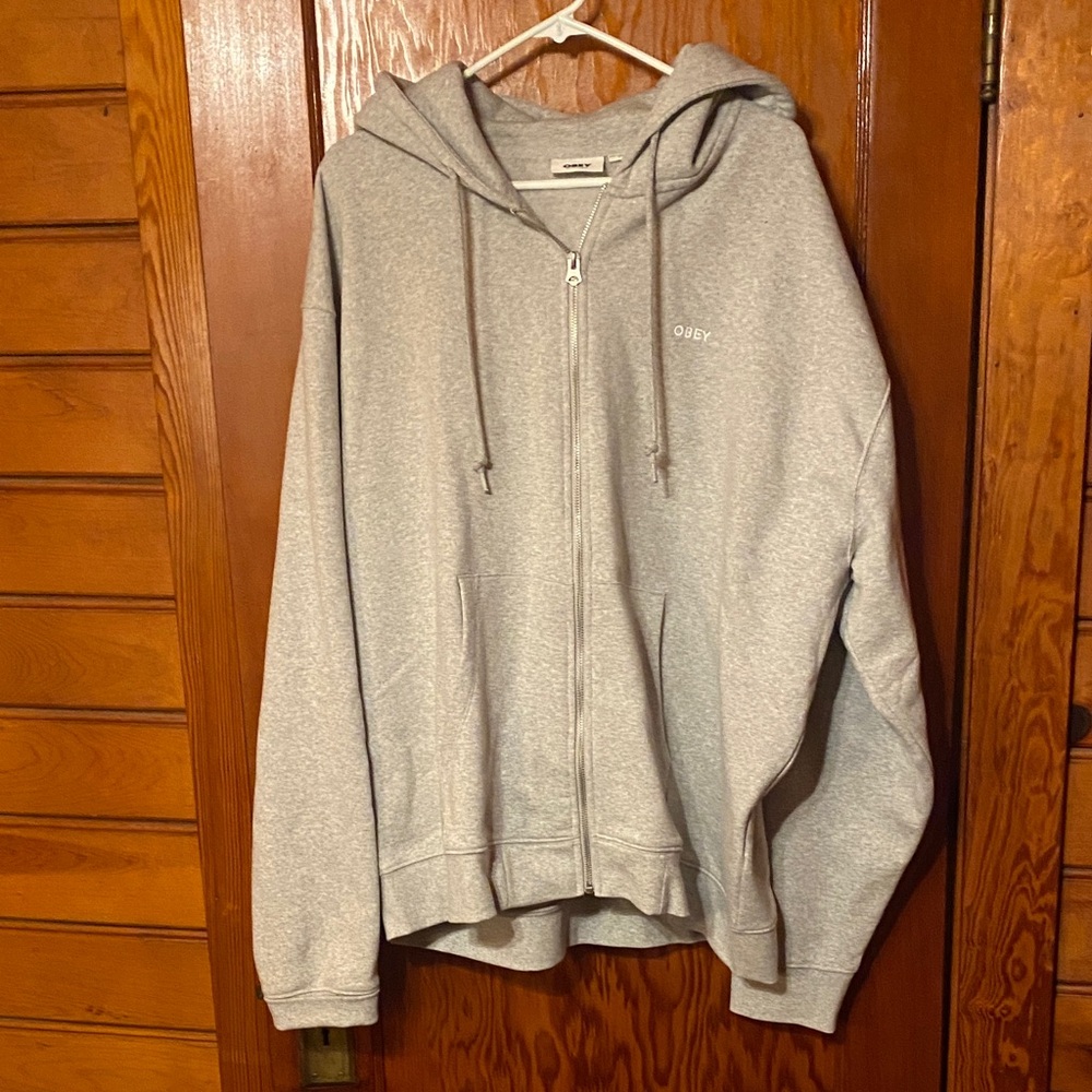 Obey Light Gray Hoodie with Zip